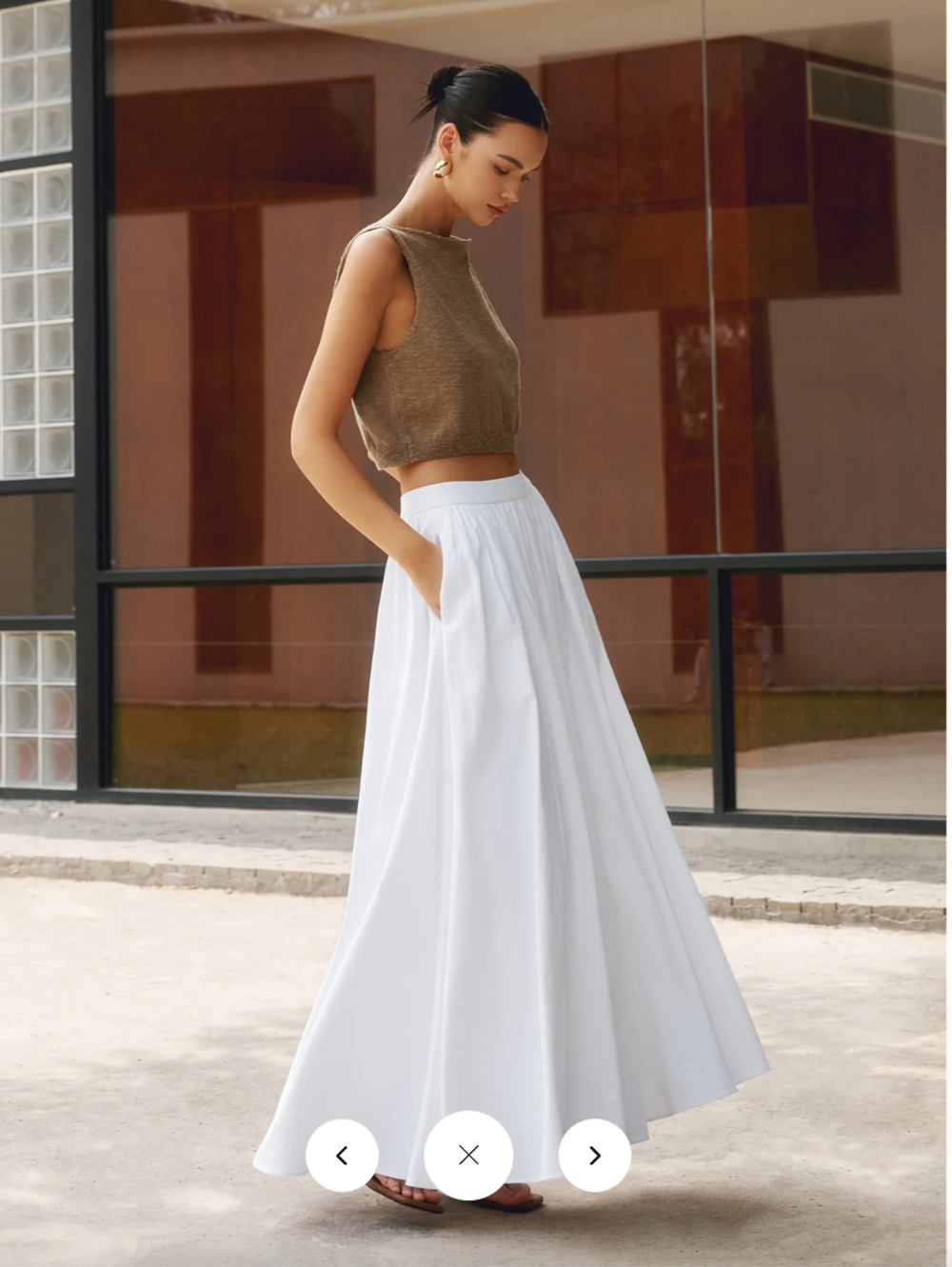 NWT Commense Cotton Pleated Maxi Skirt Sz L